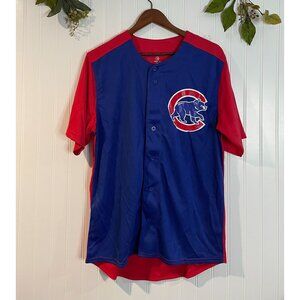 Chicago Cubs Blue & Red Button-Up Jersey Shirt By Stitches Size M